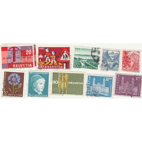 10 Timbres Oblitérés De Suisse Émis Entre 1948 Et 1963