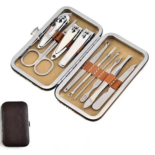 1 Jeu - Pincettes En Acier Inoxydable 10 En 1, 1 Ensemble, Coupe-Ongles, Ciseaux, Outil De Manucure Et Pédicure 