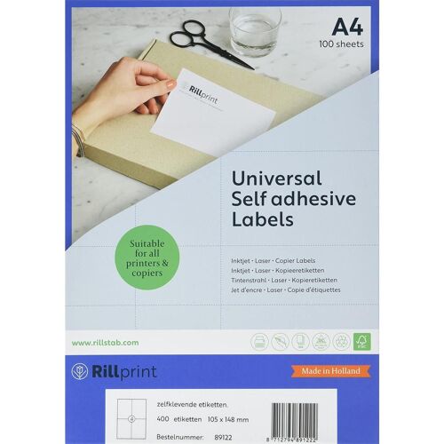 Rillprint Boite De 400 Etiquettes Universelles, 105 X 148 Mm, Blanc