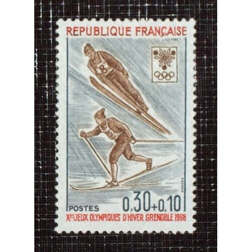 France N° 1543 Neuf Sans Charnière De 1968 - 30c + 10c « Jeux Olympiques DHiver, À Grenoble : Ski (Saut Et Fond) »