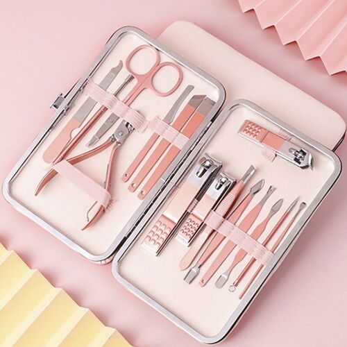 Rose Gold 16pcs01 - Ensemble De Ciseaux De Pédicure Professionnels, Coupe-Ongles En Acier Inoxydable, Crochet D'aigle, Manucure Portable, Coupe-Ongles, Kit D'outils De Maquillage, 20 Pièces 
