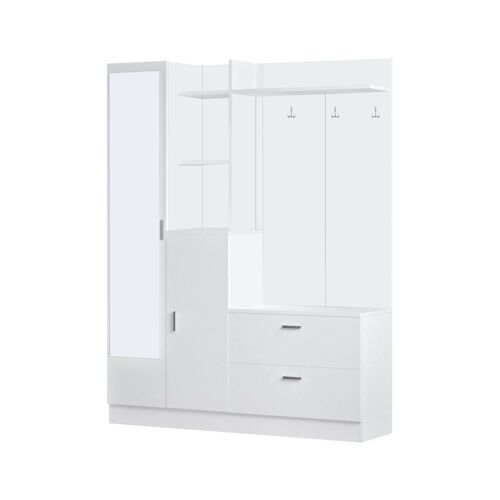 Meuble d'entrée effet bois blanc 140x37 cm
