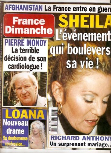 Fd Sheila 2p/ Loana 1.5p/ Coluche 1p/ Pierre Mondy 1.5p/ Zidane 1.5p/ Mesmer 2p/ Gilles Dreu 1p/ Muriel Hermine 1.5p/ Gabin 1/2p/ Annie Girardot 1.5p/ Annie Cordy 1/2p/ 2876 
