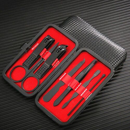 7pcs Noir - Ensemble De Ciseaux Coupe-Ongles, Pinces À Peau Morte, Coupe Ongles, Couteau De Pédicure, Rainure Pour Les Ongles Uniquement, Inflammation, Outil De Manucure 