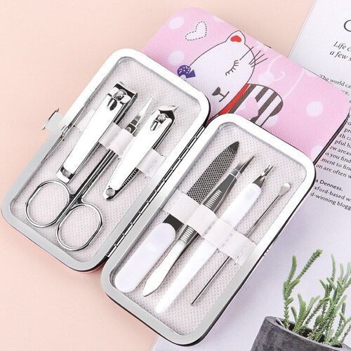 7 Pcs Chat - Ensemble De Ciseaux Coupe-Ongles, Pinces À Peau Morte, Coupe Ongles, Couteau De Pédicure, Rainure Pour Les Ongles Uniquement, Inflammation, Outil De Manucure 