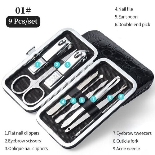Set3-9pcs - Ensemble De Ciseaux Coupe-Ongles, Pinces À Peau Morte, Coupe Ongles, Couteau De Pédicure, Pour Nail Uniquement, Pour Inflammation, Outils De Manucure 