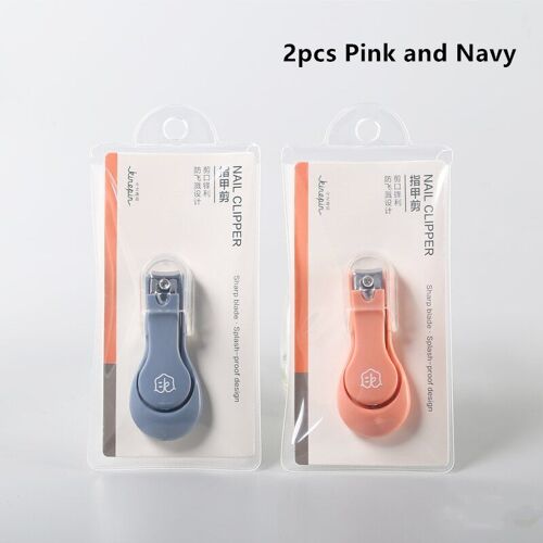 2pcs - Coupe-Ongles Professionnel, Rose, Bleu Marine, Mignon, Avec Lime À Ongles 