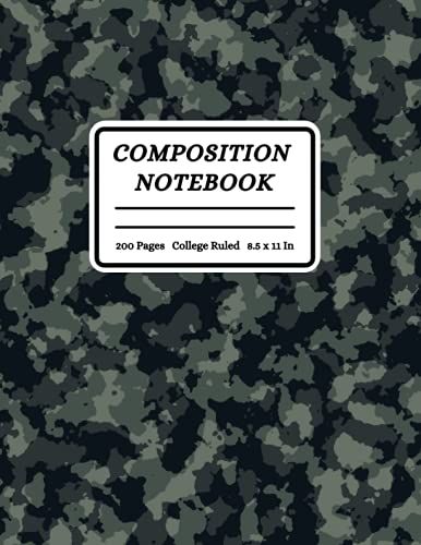 Composition Notebooks: Wide Ruled Notebooks | One Subject | 100 Sheets | 8-1/2" X 11" | Dark Marble Matte Cover
