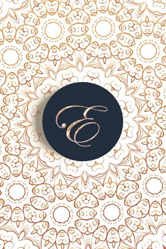 E: Gold Monogram Initial Letter E Mandala Notebook Journal For Women, Girls And School Wide Rule - Journal Gift, 110 Pages, 6x9, Soft Cover