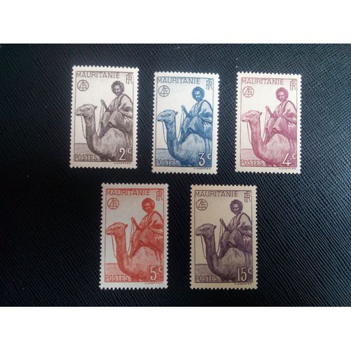 Timbre Mauritanie Yt 73a 76 Et 78 Homme Sur Dromadaire (Camelus Dromedarius) 1938 ( 71005 )