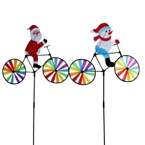 Grand bonhomme de neige en 3D, 1 pièce, père noël sur vélo, moulin à vent tourbillonnant, décoration de jardin, cadeau de noël