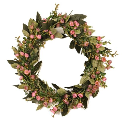 Couronne de fleurs artificielles de printemps, pour porte d'entrée, fenêtre murale suspendue, mariages, fêtes et décorations de maison