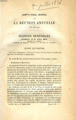 La Reforme Sociale, Bulletin De La Societe D'economie Sociale Et Des Unions De La Paix Sociale, 2e Serie, Tome Ii, 6e Annee, 1886
