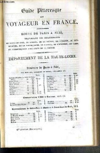 Departement De La Haute Loire - Guide Pittoresque Des Voyageurs De France