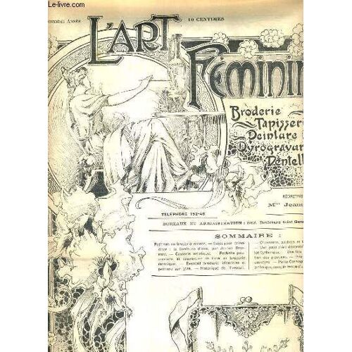 L'art Feminin - N° 2 - 12 Janv. 1902 - Broderie - Tapisserie.. - Petit Sac En Broderie Rococo - La Broderie Mosaique, Dessus De La Pochette Pour Serviette, Brodé Au Point Lavable Sur Toile ...