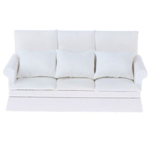 Mini Meubles De Maison De Poupée, Canapé En Tissu Solide Avec 3 Coussins Complets, Jouets Pour Filles