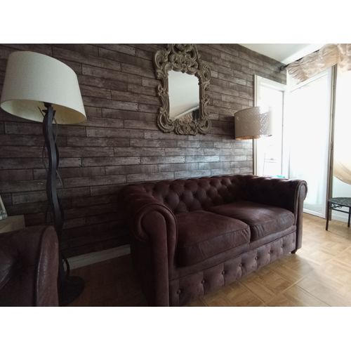 Deux Canapés De Deux Places Chesterfield Marron Maison Du Monde