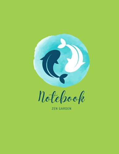 Koi Fish : Zen Garden Notebook (Composition Book, Journal) (8.5 X 11 Large) , Green Version