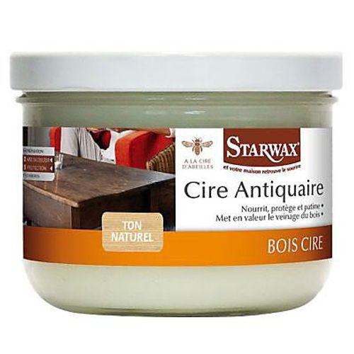 Cire antiquaire pâte bois ciré ton naturel Starwax 375ml