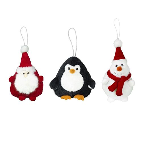 Lot de 3 Petites peluches boules de Noël