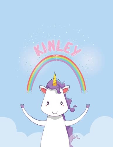 Kinley: Unicorn Notebook Personal Name Wide Lined Rule Paper | Notebook The Notebook For Writing Journal Or Diary Women & Girls Gift For Birthday, For Student | 162 Pages Size 8.5x11inch