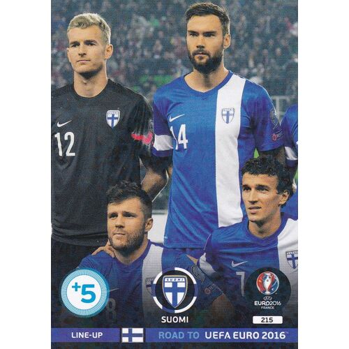 N° 215 - Line-Up - Finlande - Suomi - Road To Uefa Euro 2016 - Panini Adrenalyn -
