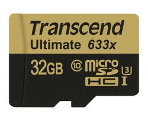 Transcend Ultimate - Carte mémoire flash (adaptateur microSDHC - SD inclus(e)) - 32 Go - UHS Class 3 / Class10 - 633x - microSDHC UHS-I