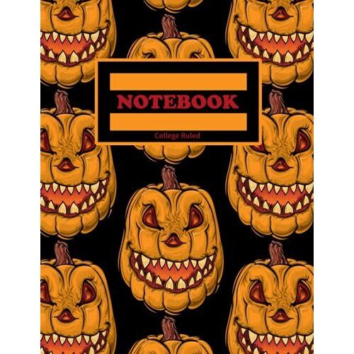 Halloween Composition Notebook College Ruled Scary Jack O Lantern Pumpkin Theme 120 Pages - 8.5 X 11 - For Adults Women Children Kids Girls Teens ... Pumpkins Graphic Print Paperback Style Ejolh