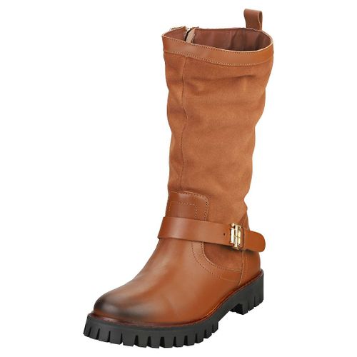 Bottes Tommy Hilfiger Hardware Material Mix Motard Cognac Marron
