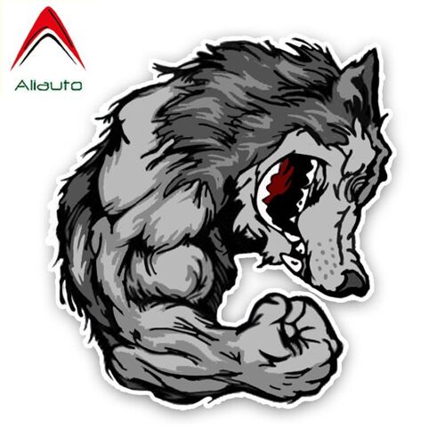 Autocollant De Mode Pour Voiture, 15cm X 14cm, Décoration Drôle De Loup Musclé, En Vinyle, Pour Audi A3 Chevrolet Opel Astra