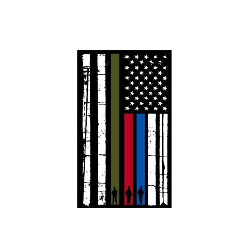Autocollant De Voiture En Vogue, Autocollant De Voiture, Drapeau Vertical Américain, Pompier Police Militaire Fenêtre Pare Chocs Kk14 * 8cm
