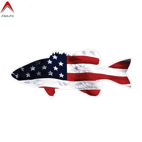 Autocollants De Voiture En Pvc, 13cm X 5.5cm, Ensemble D'autocollants De Voiture De Poisson Bass Drapeau Américain, Camion De Pêche, Refroidisseur De Camping Car, Autocollant De Style Pour Motos Automobiles