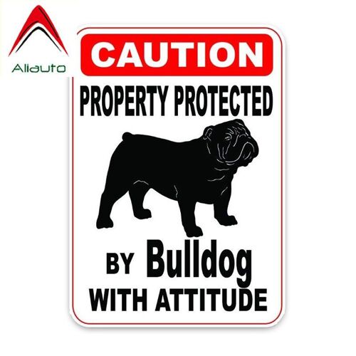 Autocollant De Voiture, Attention, 14x10cm, En Pvc, Protégé Par Un Chien Bouledogue, Pour Kia Rio 3 Mustang Renault