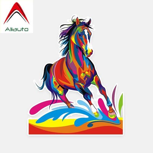 Autocollant De Voiture, 15cm X 12cm, Mode, Peinture À L'huile Colorée, Cheval, Vinyle, Couverture, Rayures, Pour Peugeot Golf 6 Harman Renault