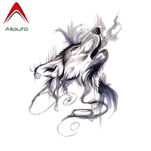 Autocollant Tête De Loup En Pvc, 10x13cm, Peinture À L'encre, Accessoires De Voiture, Pour Audi A3 A4 B6 B8