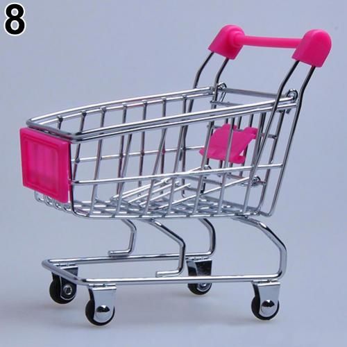 Chariot À Main De Supermarché Pour Maison De Poupée, Mini Chariot De Courses, Panier De Rangement De Décoration De Bureau Haute Simulation Pour Ranger Des Jouets De Simulation