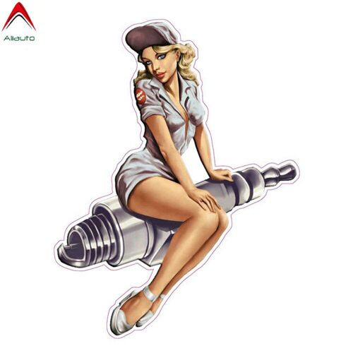 Autocollant De Voiture Pour Femmes, 13cm X 10cm, En Vinyle, Bougie D'allumage, Accessoires De Moto Automobiles Amusants