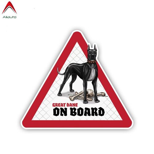 Autocollants De Voiture Pour Chien De Compagnie, Grand Danois À Bord, Signe D'avertissement Humoristique, Décalcomanies En Vinyle Imperméables, Accessoires Automobiles, 12cm * 10cm