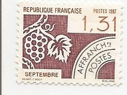 Timbre Préoblitéré De 1f31 "Septembre" Année 1987 N°194