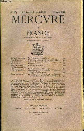 Mercure De France N° 524 - Tome Cxxxix - Thérèse Lavauden. Le Problème Régionaliste. Jean Mélia. L Etrange Existence De L Abbe De Choisy.Henri Hertz..Thomas Snow, Nouvelle..Henri Dalby Poèmes.(...)