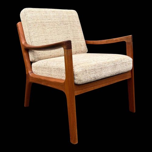 Fauteuil Senator En Laine Beige Teck Par Ole Wanscher Pour Cado Beige