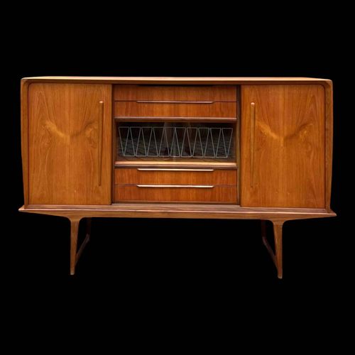 Buffet Haut Avec Vitrine En Teck Du Danemark Marron