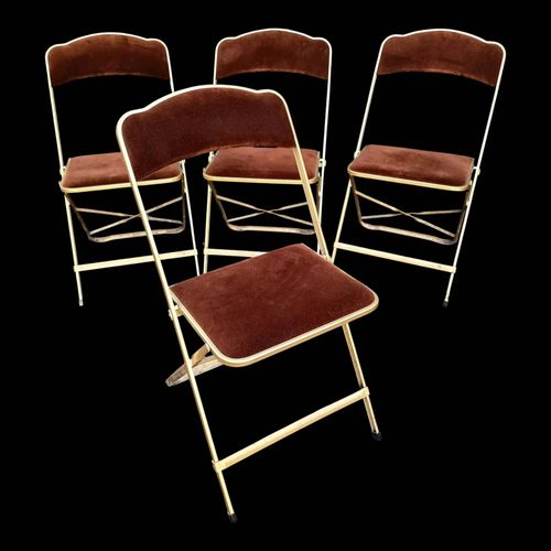 4 Chaises Pliantes Chaisor 1970 Marron