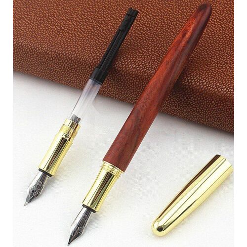 Stylo À Plume Interchangeable En Bois Naturel, Capuchon En Bois, Pointe Coudée De 0.5mm /1.0mm Pour Fournitures Scolaires Et De Bureau, Cadeau