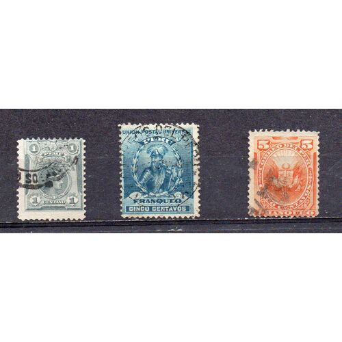 Pérou- Lot De 3 Timbres Oblitérés Divers