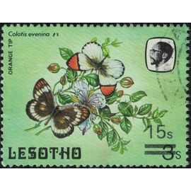 Lesotho 1986 Oblitéré Used Papillon Colotis Evenina Pointe Orange Commune Surchargé 15 Sente Su