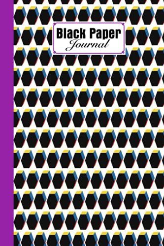 Black Paper Journal: Black Paper Journal Hexagons Cover, 6x9 Black Paper Journal With Lined Black Pages | Reverse Color Notebook | Black Out Paper | Lightly Lined | 120 Pages | By Valerie Fitzgerald