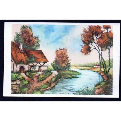 Carte Postale Ancienne, France, Paysage Champêtre, Maison Au Bord D'un Ruisseau