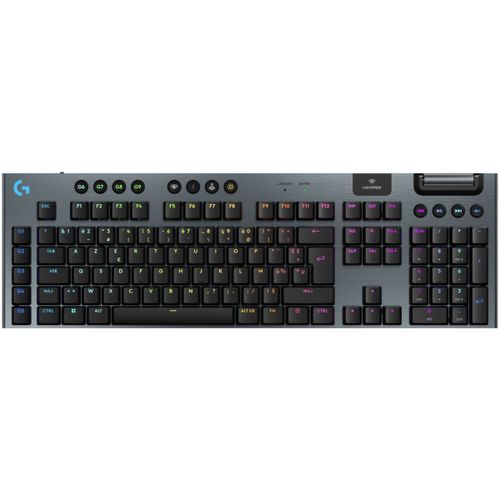 Logitech G915 X - Clavier - LIGHTSPEED - backlit - sans fil - Bluetooth 5.0, 2.4 GHz, USB - AZERTY - Français - commutateur : GL Tactile - noir