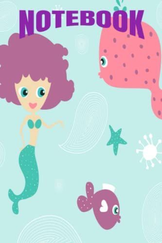 Mermaid, Whale, Seahorse & Starfish Composition Notebook College Ruled 6x9 (15.24x22.86 Cm) 120 Pages